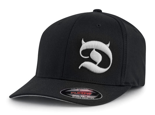 D for Devil horns on black cap letter D Flexfit tattoo lifestyle
