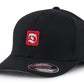 Letter D for Devil in Red and White on black cap hat